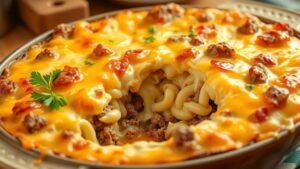 Cheesy Beef and Macaroni Casserole Recipe