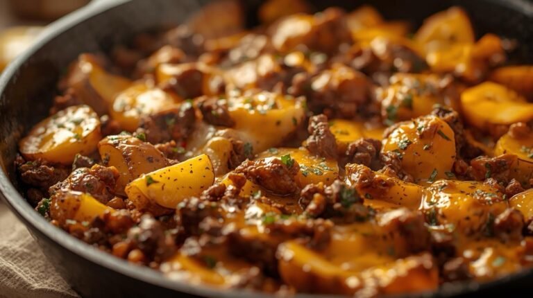 One-Pan Cheesy Meat & Potato Skillet Recipe