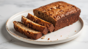 Sliced cottage cheese banana bread.