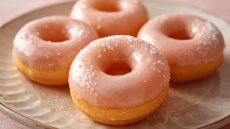 A group of round mochi donuts coated in colorful glaze, highlighting their chewy and glossy surface.