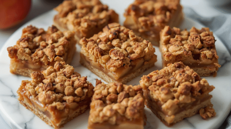 Healthy apple crumble bars with a crispy topping and spiced.